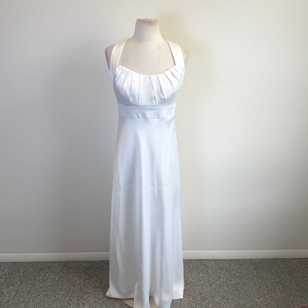 FLAW Calvin Klein White Formal Gown Womens 6 Bridal Wedding Sequin Event Prom